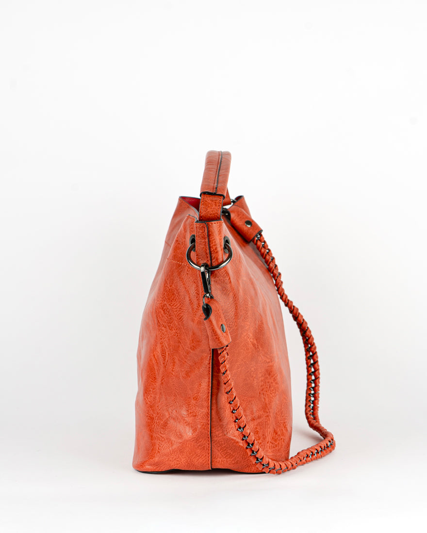 Maxi bag con intreccio + Pochette