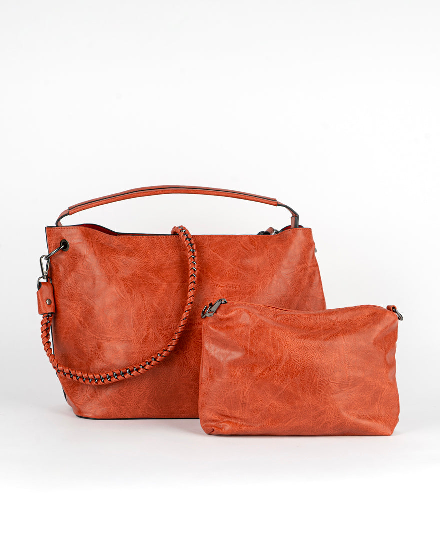 Maxi bag con intreccio + Pochette
