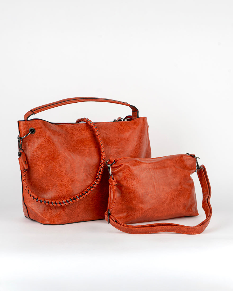 Maxi bag con intreccio + Pochette