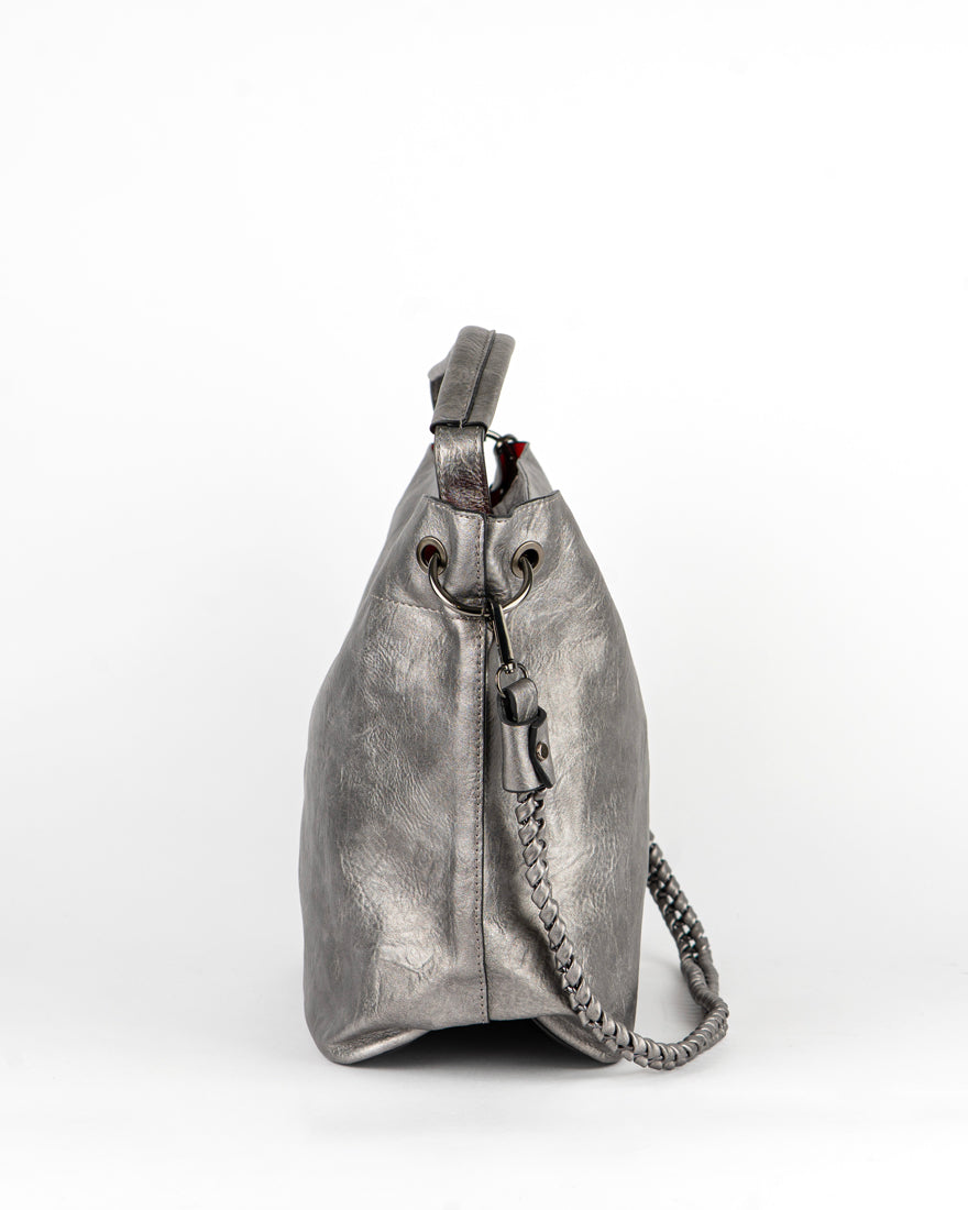 Maxi bag con intreccio + Pochette