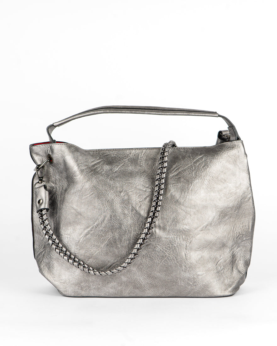 Maxi bag con intreccio + Pochette