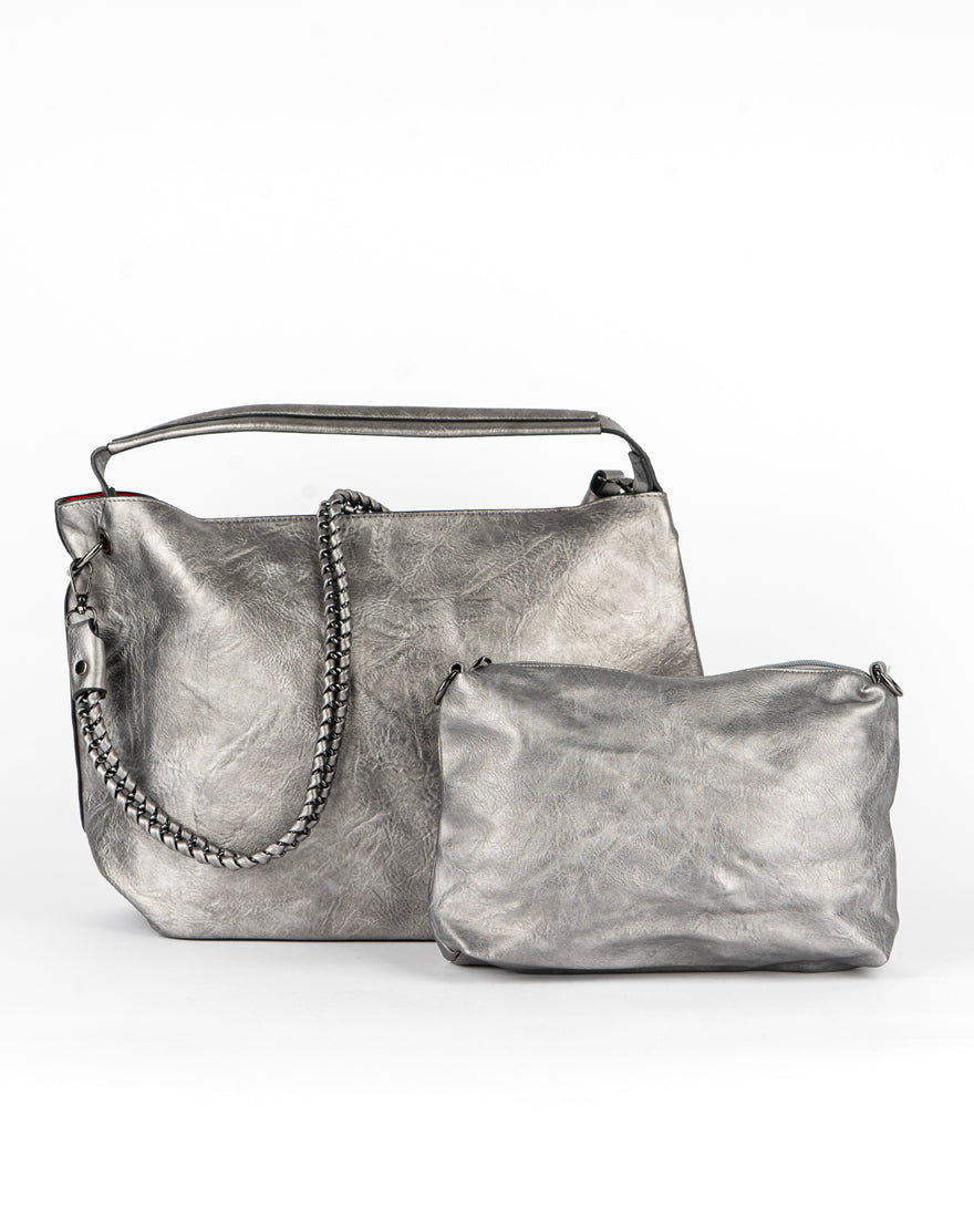 Maxi bag con intreccio + Pochette