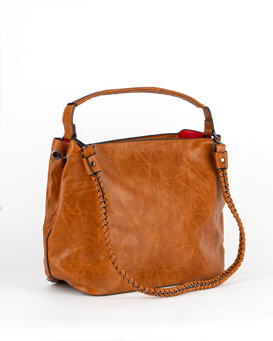 Maxi bag con intreccio + Pochette