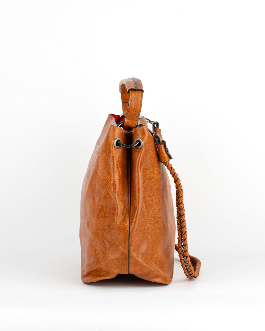 Maxi bag con intreccio + Pochette