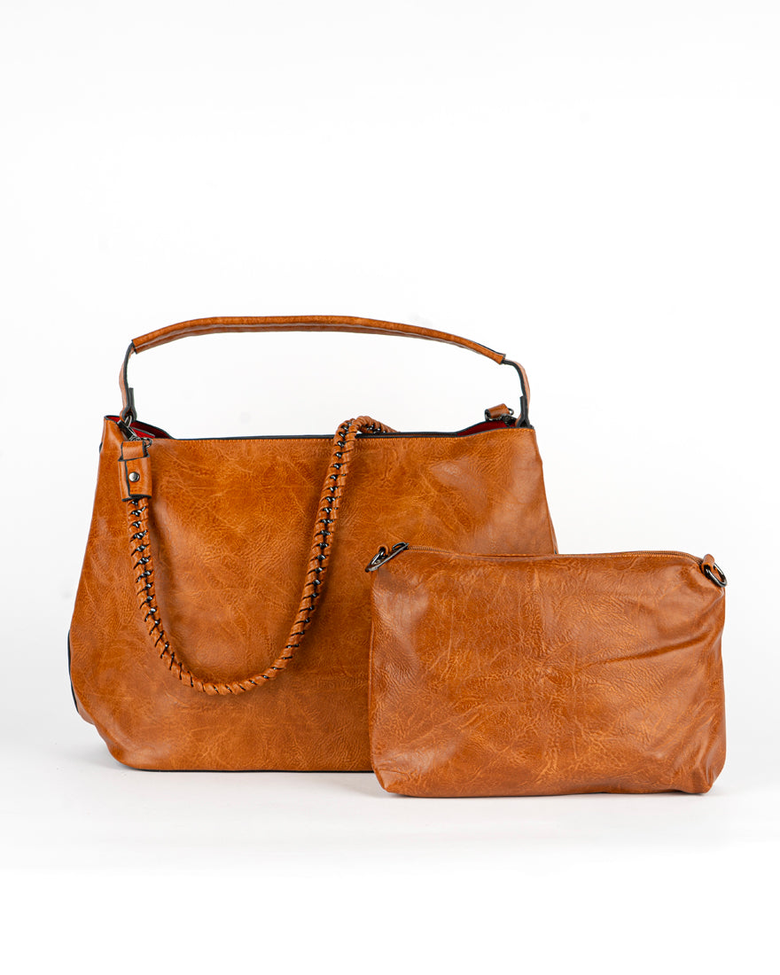 Maxi bag con intreccio + Pochette