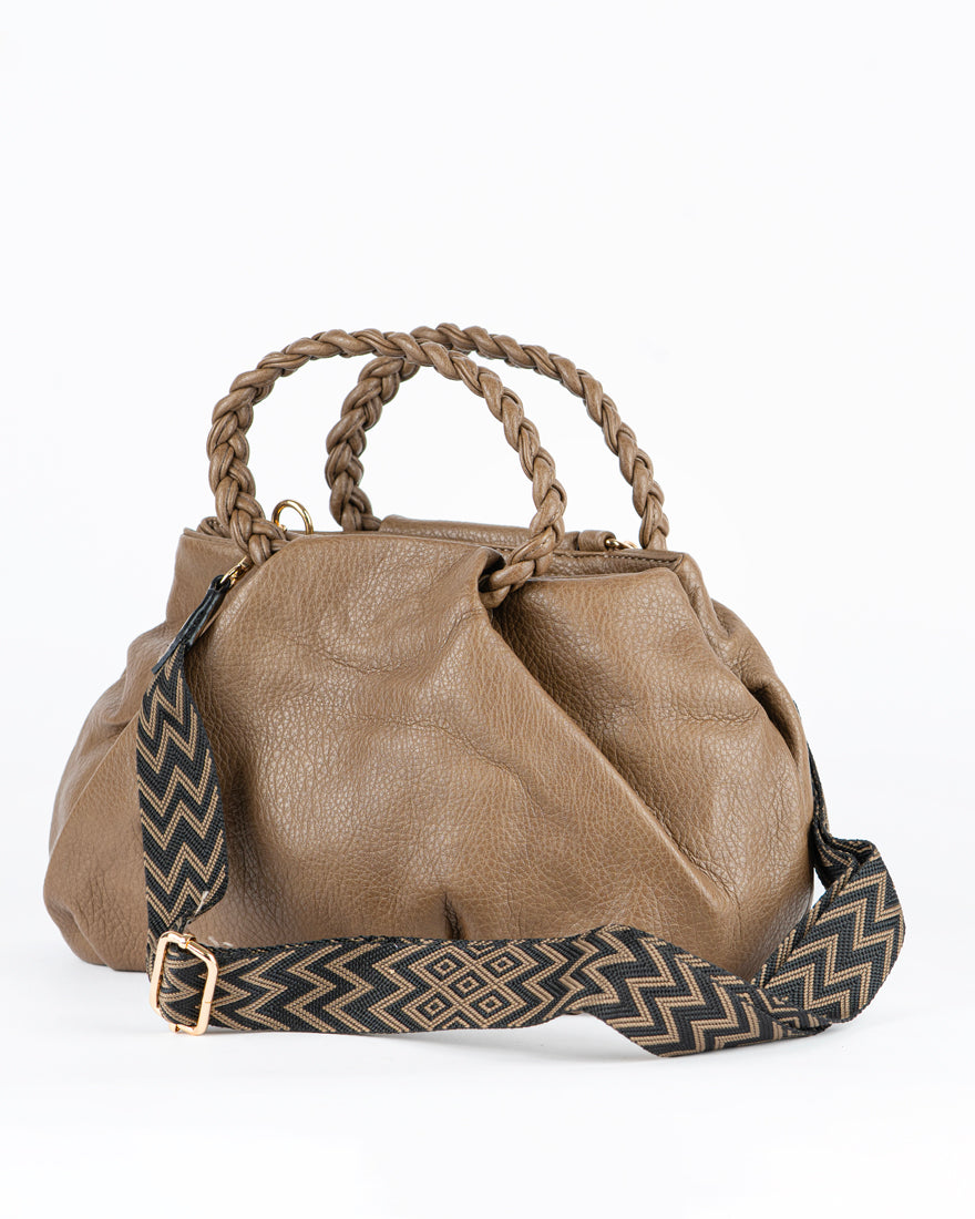 Borsa a mano con manico intrecciato