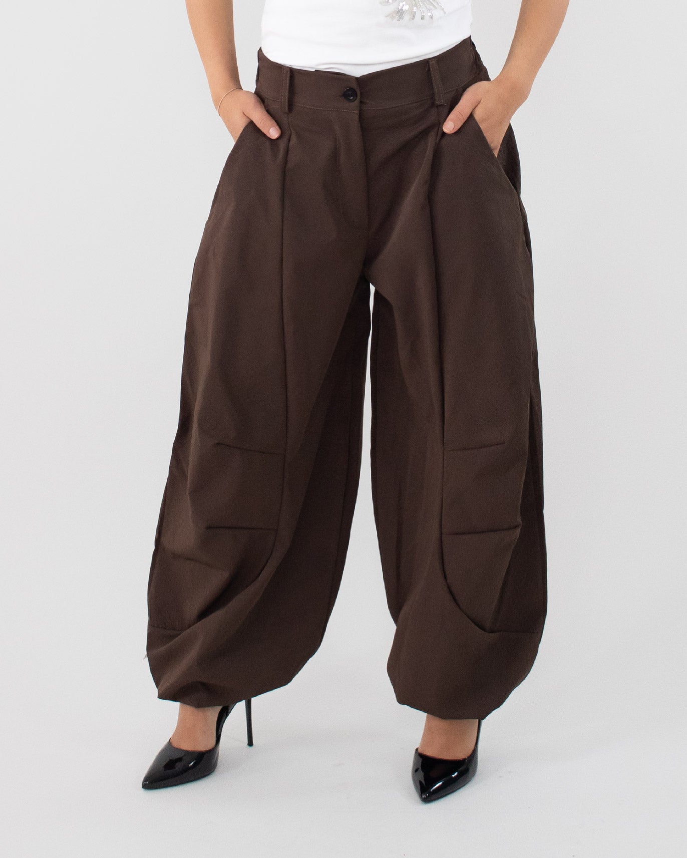Pantalone Balloon Tessuto Tecnico cacao