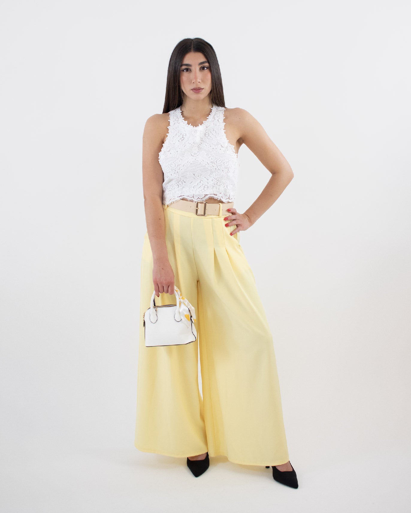 Pantalone palazzo donna con cintura