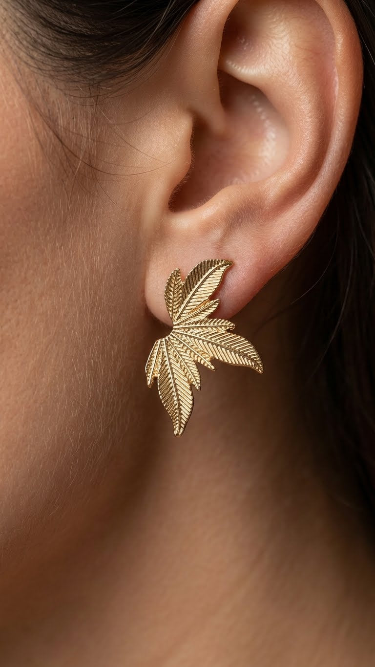 Orecchini foglia gold