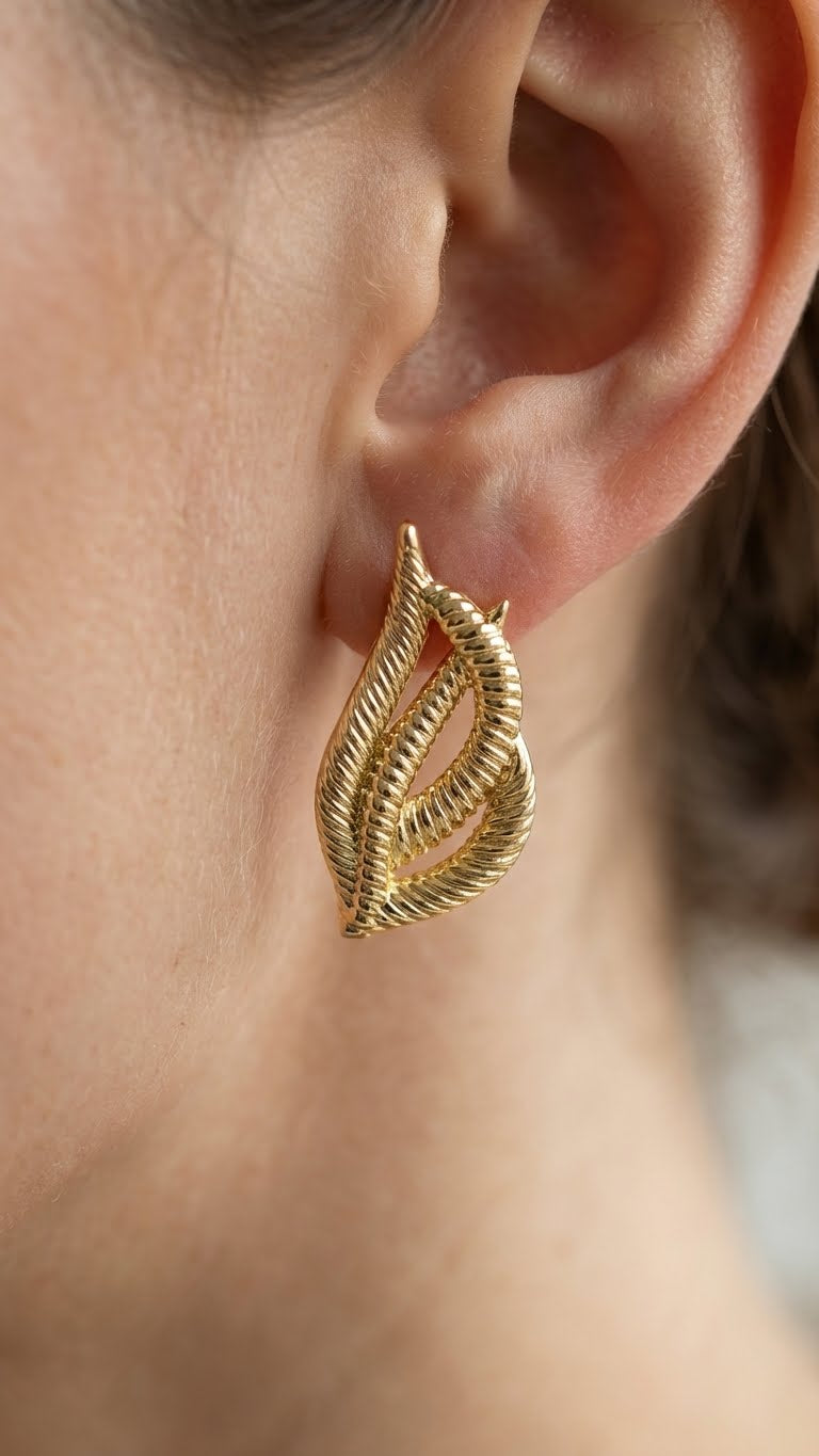 Orecchini doppia foglia intrecciata